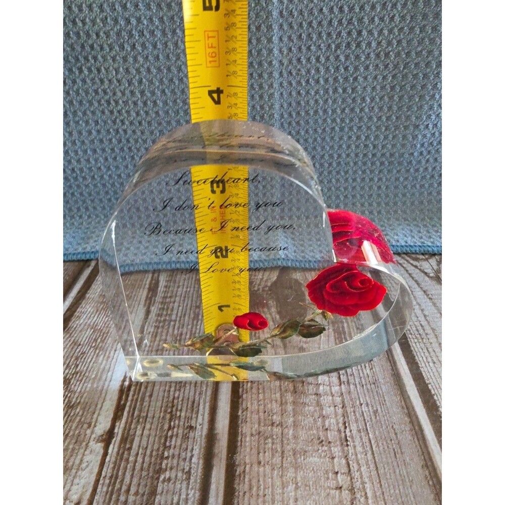Vintage Clear Heart With Rose And Sentimental Saying For Significant Other - Picture 2 of 5